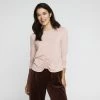 GR Giaan Rooney Rouched Drawstring Long Sleeve Top Dust Pink