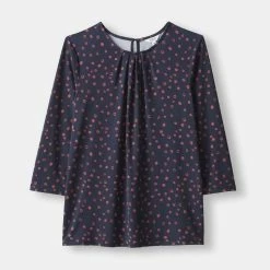 Khoko Smart 3/4 Sleeve Pleat Top Airforce