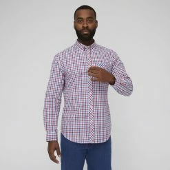 Ben Sherman Long Sleeve 5mm House Check Shirt Red