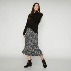 Khoko Smart Pull On Flounce Skirt Black & White Large 8 Khoko Smart Pull On Flounce Skirt Black & White Large -Women's Clothing store online 634859 C 1007 44 4