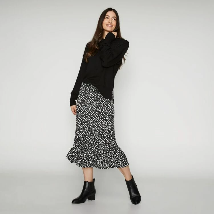 Khoko Smart Pull On Flounce Skirt Black & White Large 4 Khoko Smart Pull On Flounce Skirt Black & White Large - Image 2