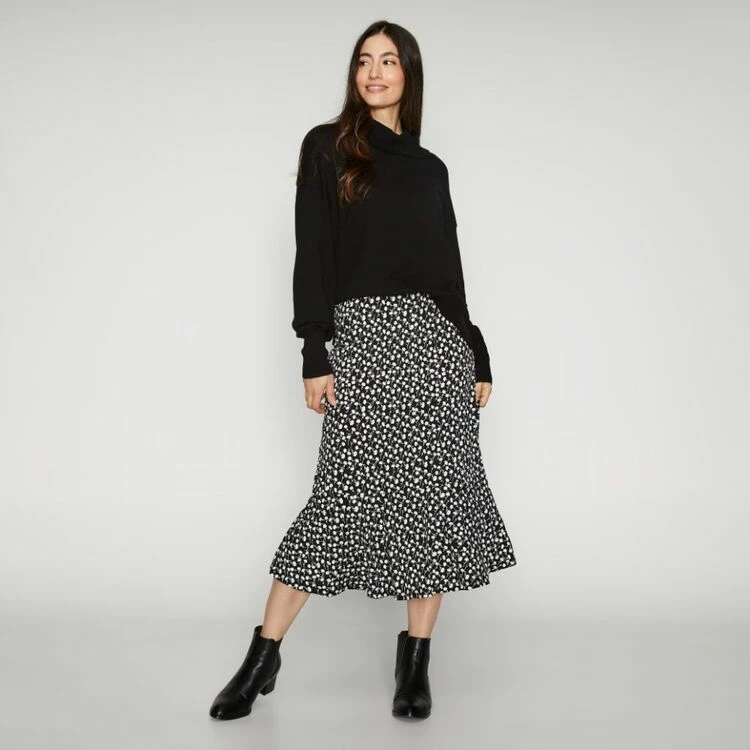 Khoko Smart Pull On Flounce Skirt Black & White Large 7 Khoko Smart Pull On Flounce Skirt Black & White Large - Image 5