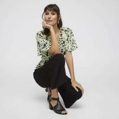 Stella Apple Ditsy Wrap Top Green Combo -Women's Clothing store online 634882 C 1300 48 3