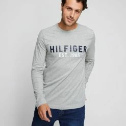 Tommy Hilfiger Graphic Long Sleeve Tee Heather Grey Medium -Women's Clothing store online 635434 C 0021 11 2