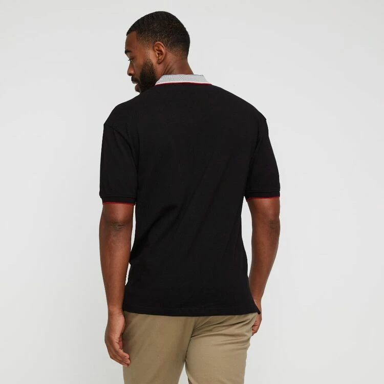 U.S. POLO ASSN. Big Logo Polo With Contrast Rib Collar Black 5 U.S. POLO ASSN. Big Logo Polo With Contrast Rib Collar Black - Image 3