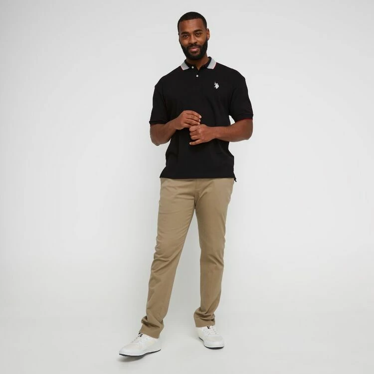 U.S. POLO ASSN. Big Logo Polo With Contrast Rib Collar Black 4 U.S. POLO ASSN. Big Logo Polo With Contrast Rib Collar Black - Image 2