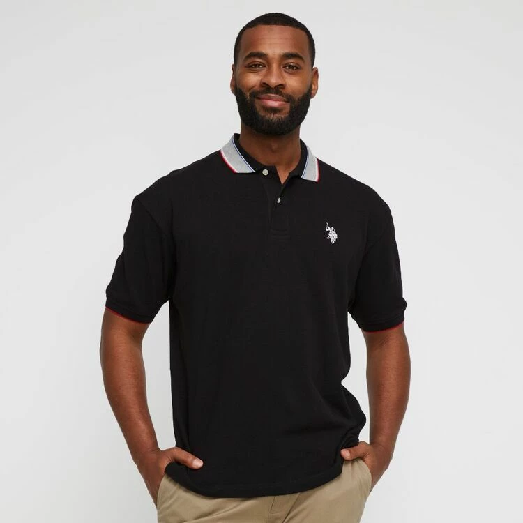 U.S. POLO ASSN. Big Logo Polo With Contrast Rib Collar Black 6 U.S. POLO ASSN. Big Logo Polo With Contrast Rib Collar Black - Image 4