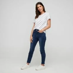 Khoko Basics Crew Neck Cotton Printed Tee Spot Print -Women's Clothing store online 639771 C 0967 33