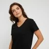 Khoko Basics Vee Neck Cotton Printed Tee Black 2 Khoko Basics Vee Neck Cotton Printed Tee Black -Women's Clothing store online 639772 C 0001 00 5