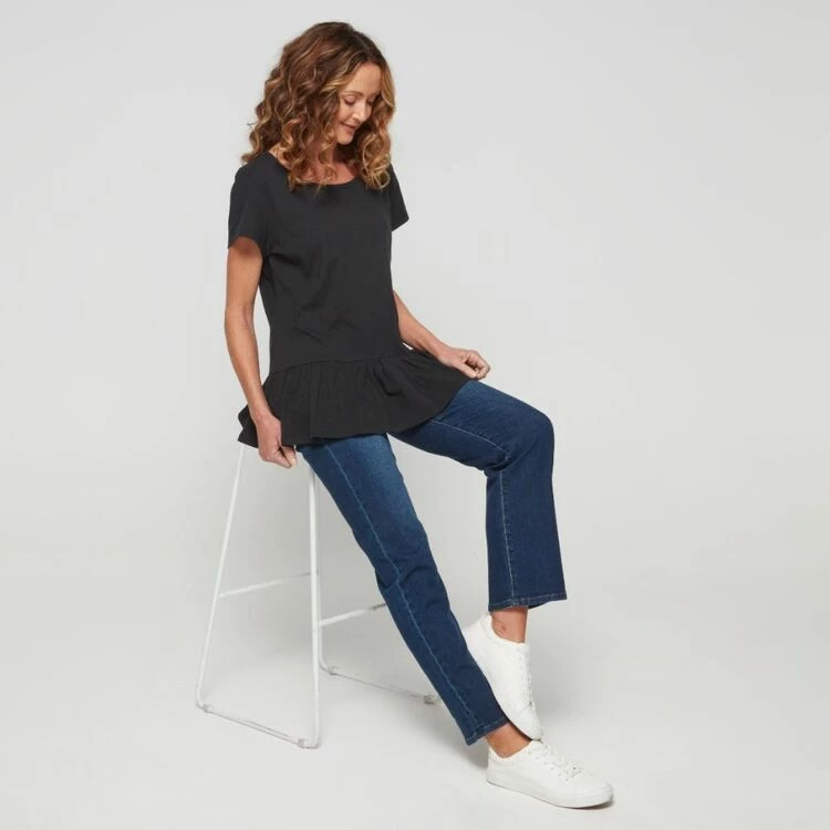 Khoko Collection Cotton Slub Tiered Hem Tee Black 7 Khoko Collection Cotton Slub Tiered Hem Tee Black - Image 5