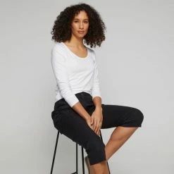 Savannah Rib Waist Crop Pant Black 8 Savannah Rib Waist Crop Pant Black -Women's Clothing store online 639785 C 0001 00 4