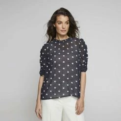 Jane Lamerton Gather Sleeve Blouse Spot Print -Women's Clothing store online 640554 C 0967 33 4