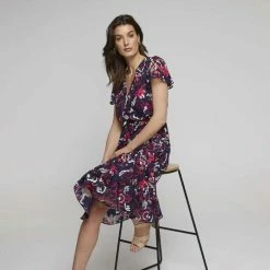 Jane Lamerton Ruffle Front Burnout Dress Abstract Print Multicoloured Print 10