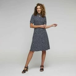 Jane Lamerton Tie Detail Jersey Dress Print & Pebble -Women's Clothing store online 640559 C 0965 71