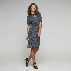 Jane Lamerton Tie Detail Jersey Dress Print & Pebble