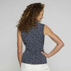 Jane Lamerton Drape Front Jersey Top Print & Pebble -Women's Clothing store online 640565 C 0965 71 2