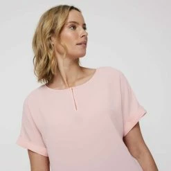 Khoko Smart Extended Sleeve Split Neck Top Petal Pink 16 Khoko Smart Extended Sleeve Split Neck Top Petal Pink -Women's Clothing store online 641089 C 0662 62 4