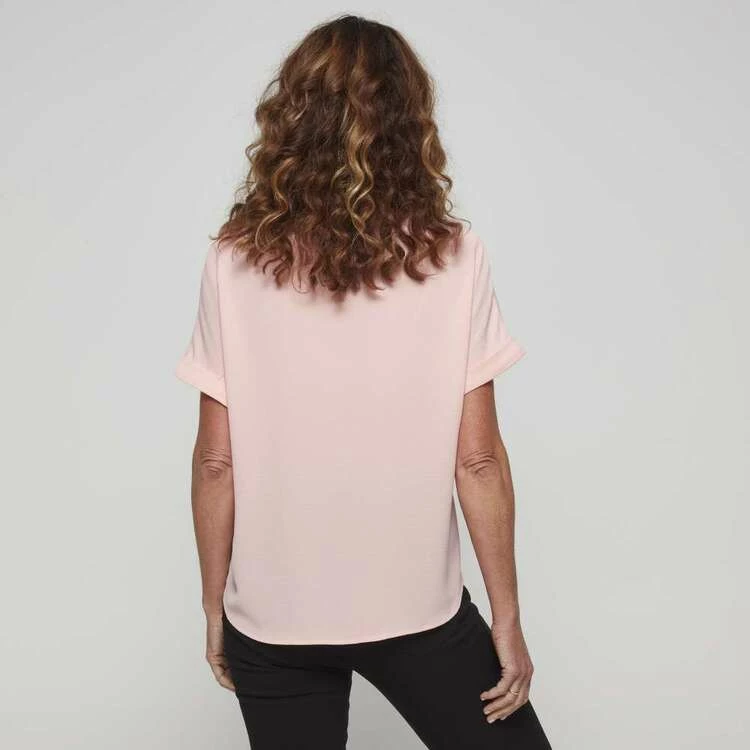 Khoko Smart Extended Sleeve Split Neck Top Petal Pink 6 Khoko Smart Extended Sleeve Split Neck Top Petal Pink - Image 4