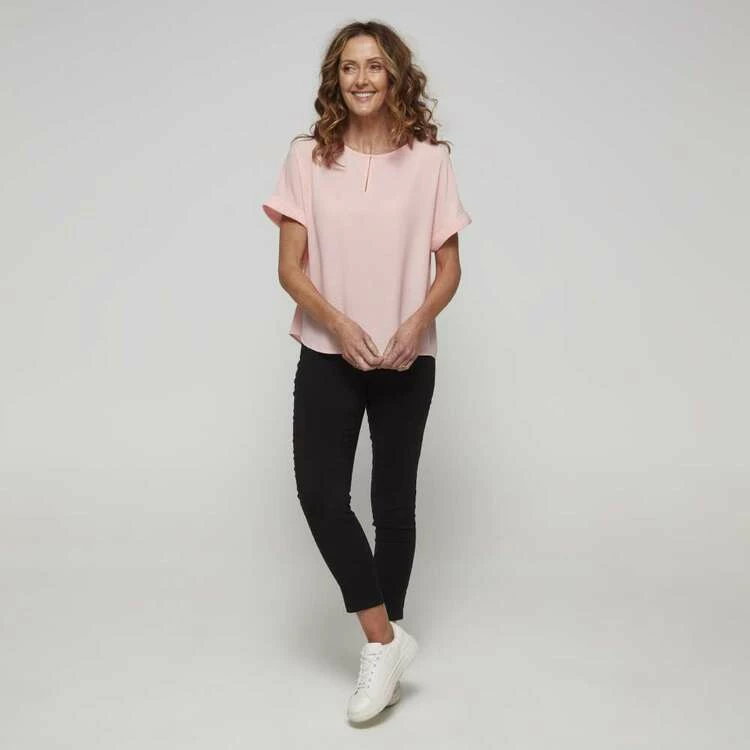 Khoko Smart Extended Sleeve Split Neck Top Petal Pink 5 Khoko Smart Extended Sleeve Split Neck Top Petal Pink - Image 3