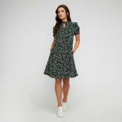 Khoko Smart Tie Neck Tunic Dress Firefly Black 9 Khoko Smart Tie Neck Tunic Dress Firefly Black -Women's Clothing store online 641093 C 0001 00 3