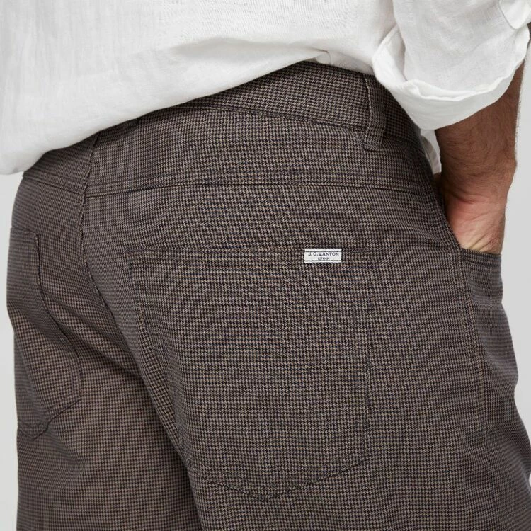 JC Lanyon J.C. Lanyon Men's Dobby Houndstooth 5 Pocket Short Oak 7 JC Lanyon J.C. Lanyon Men's Dobby Houndstooth 5 Pocket Short Oak - Image 5