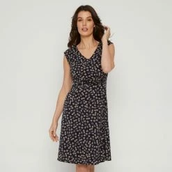 Savannah V Neck Jersey Fit And Flare Dress Black & Floral 11 Savannah V Neck Jersey Fit And Flare Dress Black & Floral -Women's Clothing store online 641837 C 1005 66