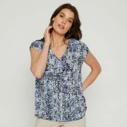 Savannah Cap Sleeve Tee Blue Print 11 Savannah Cap Sleeve Tee Blue Print -Women's Clothing store online 641845 C 1400 76