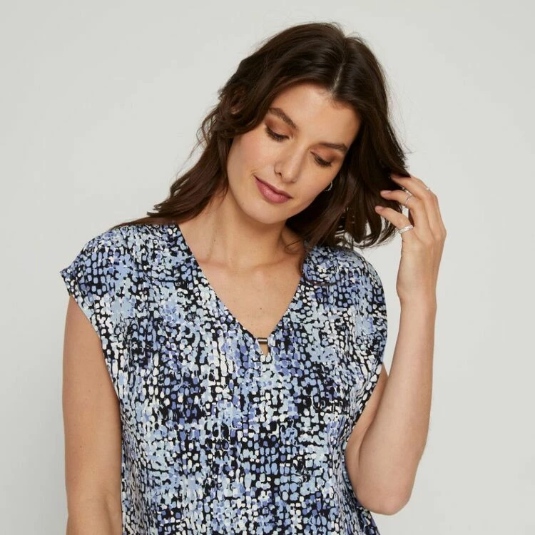 Savannah Cap Sleeve Tee Blue Print 4 Savannah Cap Sleeve Tee Blue Print - Image 2