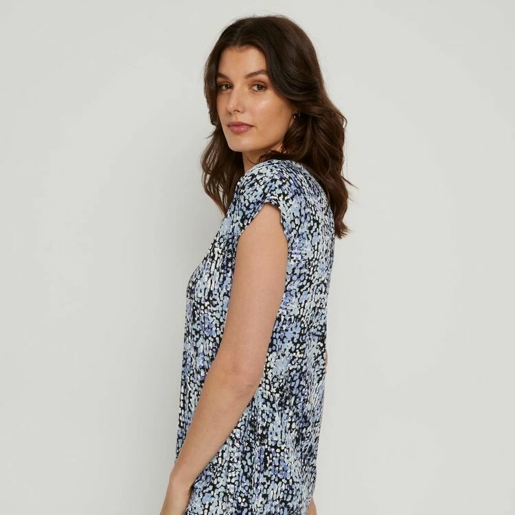 Savannah Cap Sleeve Tee Blue Print 3 Savannah Cap Sleeve Tee Blue Print