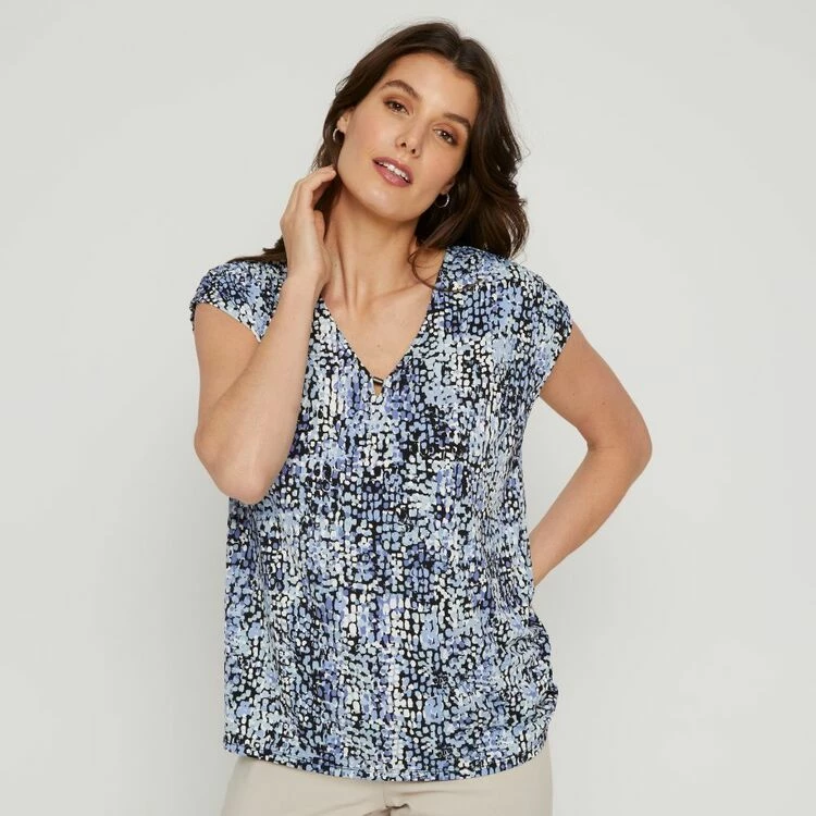 Savannah Cap Sleeve Tee Blue Print 7 Savannah Cap Sleeve Tee Blue Print - Image 5