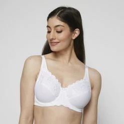Triumph Embroidered Minimiser Underwire Bra White -Women's Clothing store online BP406636001 white