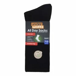 Underworks All Day Men's 2 Pack Plain Crew Black -Women's Clothing store online BP559732003 black