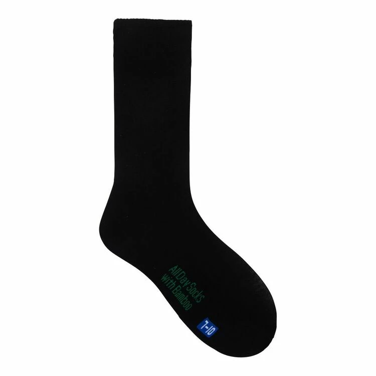 Underworks All Day Bamboo Crew Socks 2 Pack Black 4 Underworks All Day Bamboo Crew Socks 2 Pack Black - Image 2