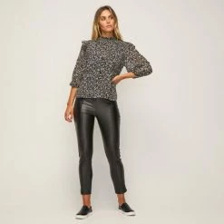 Leona Edmiston Ruby Shirred Trim Top Print -Women's Clothing store online BP623000001 print msc