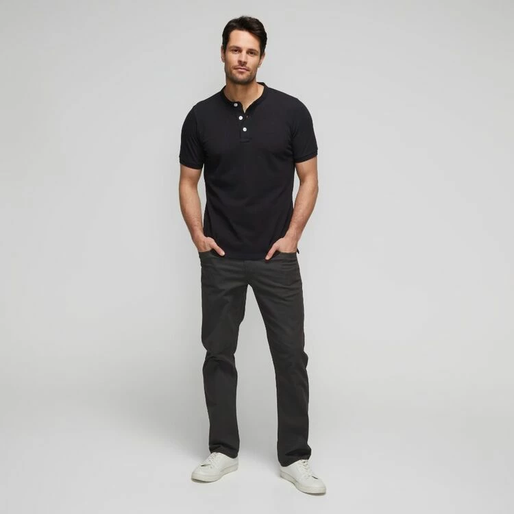 JC Lanyon Double Pique Henley T-Shirt Black 5 JC Lanyon Double Pique Henley T-Shirt Black - Image 3