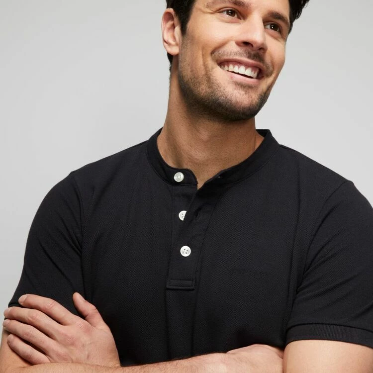 JC Lanyon Double Pique Henley T-Shirt Black 3 JC Lanyon Double Pique Henley T-Shirt Black