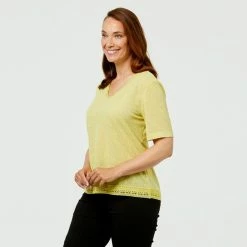 Savannah Lace Detail Vee Neck Top Chartreuse 8 Savannah Lace Detail Vee Neck Top Chartreuse -Women's Clothing store online BP625156022 chartreuse mgr 2
