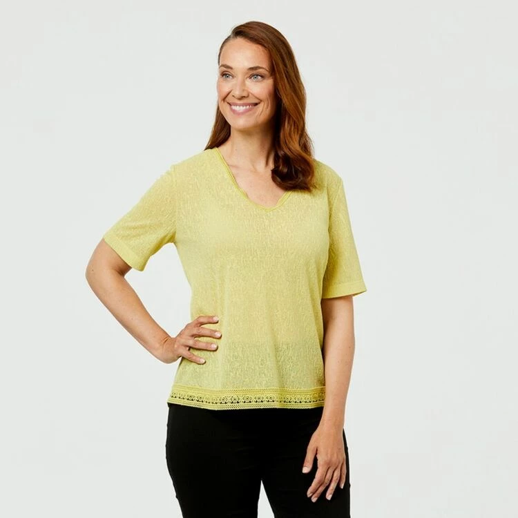 Savannah Lace Detail Vee Neck Top Chartreuse 6 Savannah Lace Detail Vee Neck Top Chartreuse - Image 4