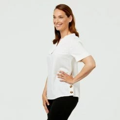 Savannah Button Side Top White 10 8 Savannah Button Side Top White 10 -Women's Clothing store online BP625726007 white wht 2
