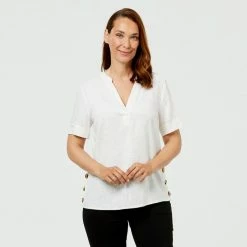 Savannah Button Side Top White 10 9 Savannah Button Side Top White 10 -Women's Clothing store online BP625726007 white wht