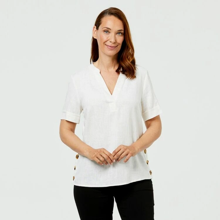 Savannah Button Side Top White 10 6 Savannah Button Side Top White 10 - Image 4