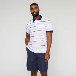 Bronson Casual Men's Fremantle Cotton Jersey Stripe Short Sleeve Polo Blue Mix -Women's Clothing store online BP626474002 blue mix