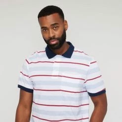 Bronson Casual Men's Fremantle Cotton Jersey Stripe Short Sleeve Polo Blue Mix -Women's Clothing store online BP626474002 blue mix 4