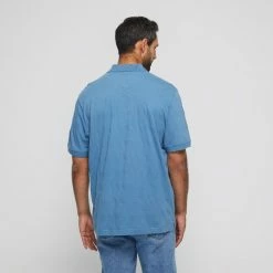 Bronson Casual Bronson Basic Men's Derwent Cotton Jersey Textured Short Sleeve Polo Denim -Women's Clothing store online BP626614003 denim 2