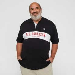 U.S. Polo Assn. Big Men's Polo With Bold Chest Stripe Logo Black -Women's Clothing store online BP627573009 black
