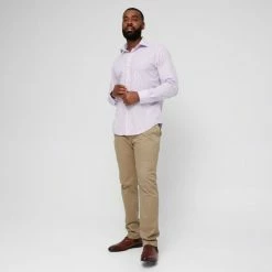 Van Heusen Tailored Fit Dobby Check Long Sleeve Shirt Mauve -Women's Clothing store online BP628489001 mauve lpu 2