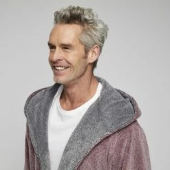 Nic Morris Hooded Sherpa Collar Gown Burgundy