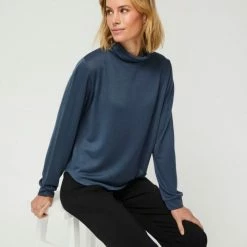 Khoko Collection High Neck Brushed Cosy Knit Top Denim XX Large 7 Khoko Collection High Neck Brushed Cosy Knit Top Denim XX Large -Women's Clothing store online BP630827001 denim den 3