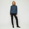 Khoko Collection High Neck Brushed Cosy Knit Top Denim XX Large