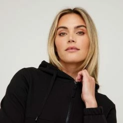 LMA Active Zip Neck Hoodie Top Black